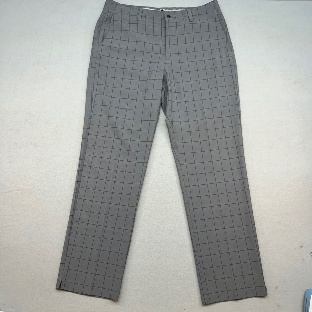 Callaway Mens Gray Windowpane Plaid Golf Pants 36x32 Stretch Performance Pants